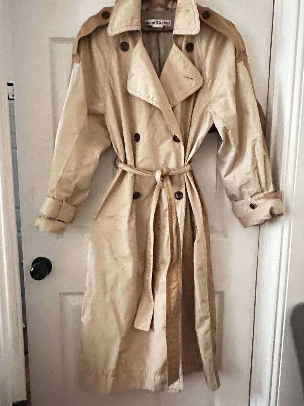 Acne Studios Oversized Trench Coat in Light Beige